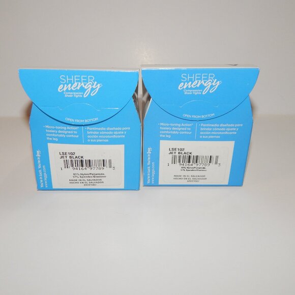 2 -A - L'eggs Jet Black Sheer Energy Stockings Leggs Sheer Panty Pantyhose 97789 - Picture 3 of 3